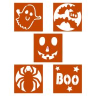 5 db-os Halloweeni sablon, stencil szett tökfaragáshoz, dekorációhoz   5 db-os Halloweeni sablon, stencil szett tökfaragáshoz, dekorációhoz