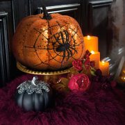 Glitteres halloweeni tök dekoráció 15 cm, narancs