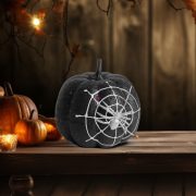 Glitteres halloweeni tök dekoráció 15 cm, fekete