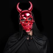   Fényes koponya maszk - piros ördög - felnőtt méret - 16 x 30 cm