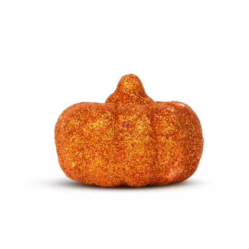 4 db-os őszi tök dekoráció,  5,2 cm,  glitteres, narancssárga
