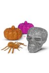 4 db-os Halloween-i dekoráció szett - pók, koponya, 2 db tök, glitteres