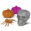 4 db-os Halloween-i dekoráció szett - pók, koponya, 2 db tök, glitteres