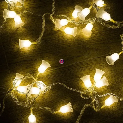 Elemes fényfüzér 20 LED Csengettyű melegfehér 2,3m