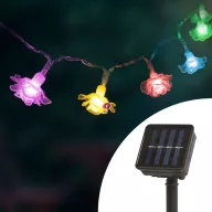   Napelemes fényfüzér virágos 20 LED szolár égősor színes 2m