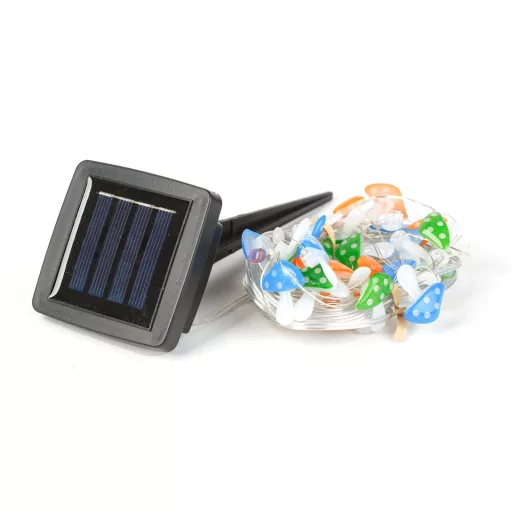 Napelemes fényfüzér gomba - 2,4 m - 25 LED - melegfehér