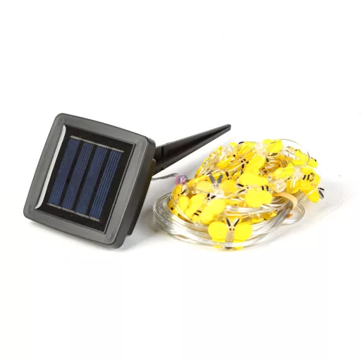 Napelemes fényfüzér méhecske - 2,4 m - 25 LED - melegfehér