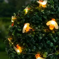   Napelemes fényfüzér méhecskés 20 LED szolár égősor melegfehér 2m