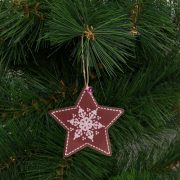 Fa Karácsonyfadísz - csillag - akasztható - 9,6 x 9,3 cm