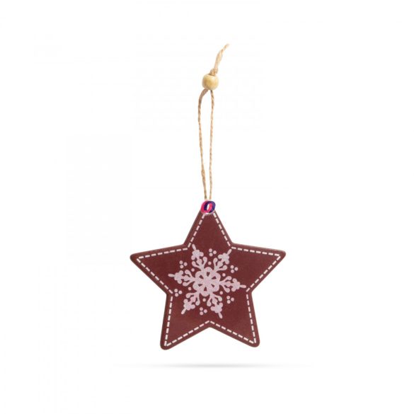 Fa Karácsonyfadísz - csillag - akasztható - 9,6 x 9,3 cm