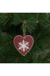 Fa Karácsonyfadísz - szív - akasztható - 9 x 9 cm