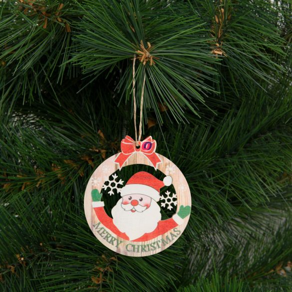Fa Karácsonyfadísz - mikulás - akasztható - 8,5 x 9,5 cm