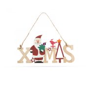   Karácsonyi Ajtódísz dekor fából "XMAS" mikulásos - akasztóval - 17 x 9 cm