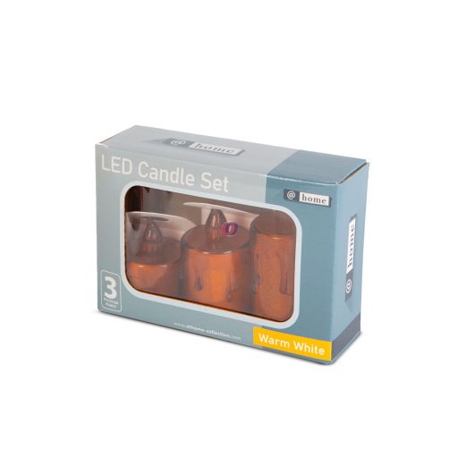 3 db-os LED-es gyertya dekoráció - melegfehér - műanyag