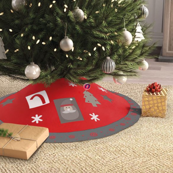 Karácsonyfatakaró, karácsonyfa alátét terítő 97cm - filc - szürke/piros