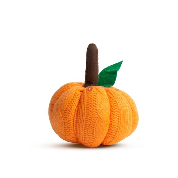 Kötött mintás őszi tök dekor 13 cm, narancssárga