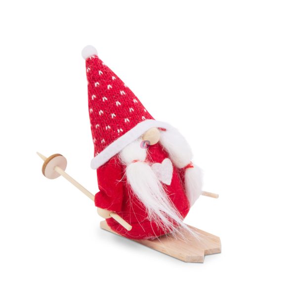 Skandináv karácsonyi manó síelő  fiú vagy lány 15 cm piros