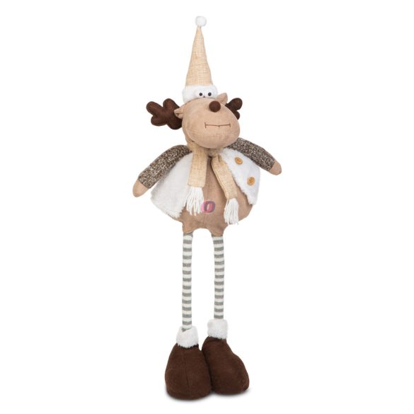 Karácsonyi textil rénszarvas figura teleszkópos lábbal 60 cm