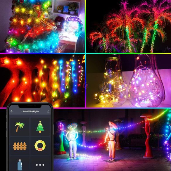 Smart fényfűzér5m RGB LED 16 millió szín, Bluetooth, USB