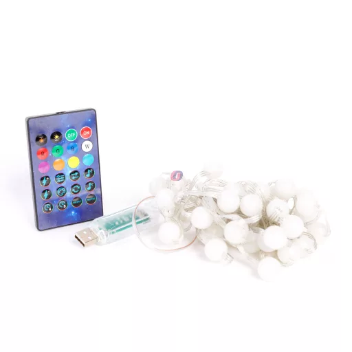 Smart fényfüzér - USB - 33 db RGBIC LED - 5 m - Bluetooth + zene mód - IP65