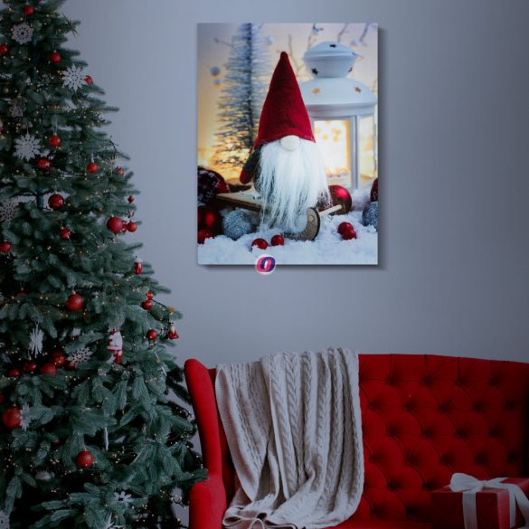 Karácsonyi LED-es hangulatkép - fali akasztóval, 2 x AA, 40 x 30 cm - 58450