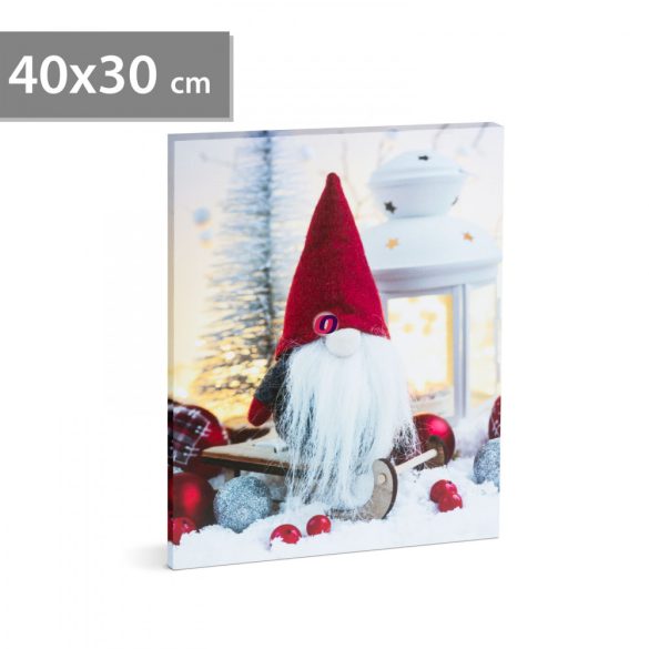 Karácsonyi LED-es hangulatkép - fali akasztóval, 2 x AA, 40 x 30 cm - 58450