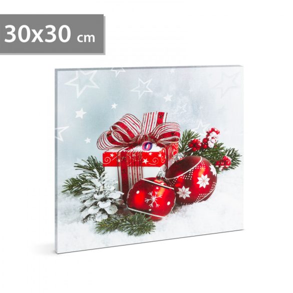 Karácsonyi LED-es hangulatkép - fali akasztóval, 2 x AA, 30 x 30 cm - 58454B
