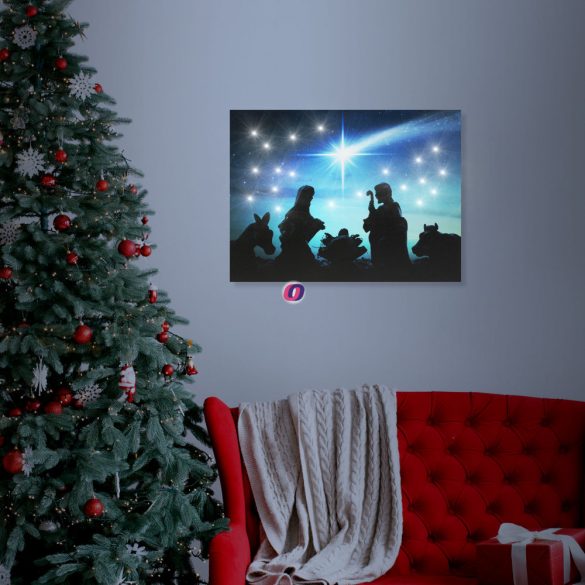 Karácsonyi LED-es hangulatkép - fali akasztóval, 2 x AA, 40 x 30 cm - 58455