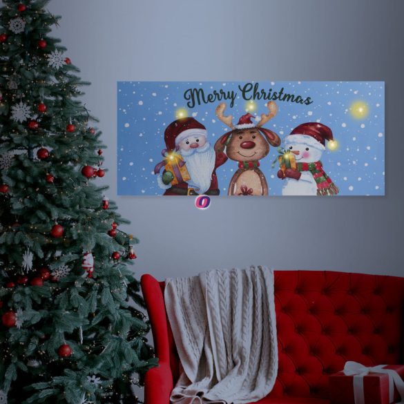 Karácsonyi LED-es hangulatkép fali akasztóval, 2 x AA, 70 x 30 cm