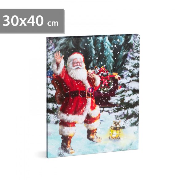 Karácsonyi LED-es hangulatkép fali akasztóval, 2 x AA, 30 x 40 cm