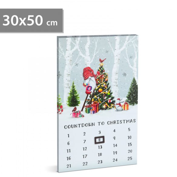 LED-es fali kép kalendárium 3 melegfehér LED 30 x 50 cm