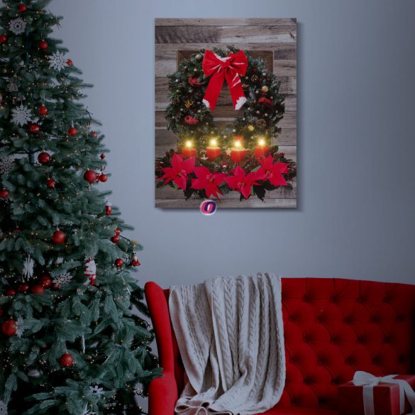 Karácsonyi LED-es hangulatkép fali akasztóval, 2 x AA, 30 x 40 cm