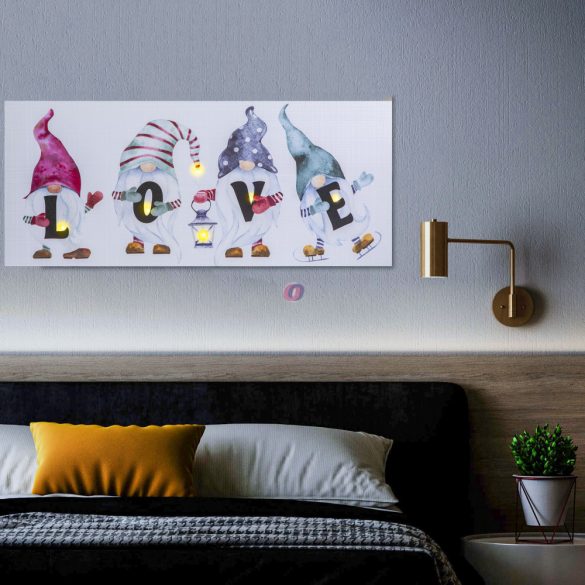 LED-es fali hangulatkép "LOVE" 2 x AA, 70 x 30 cm