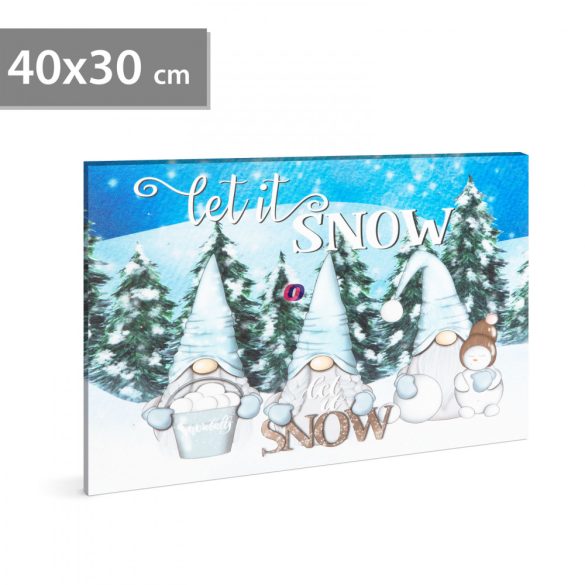 LED-es fali hangulatkép "Let it snow" 2 x AA, 40 x 30 cm