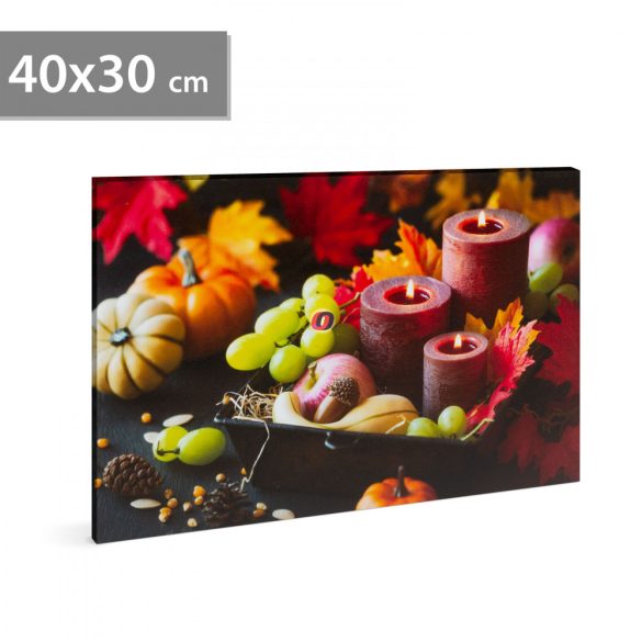 Őszi LED-es fali hangulatkép gyertyák, 40 x 30 cm