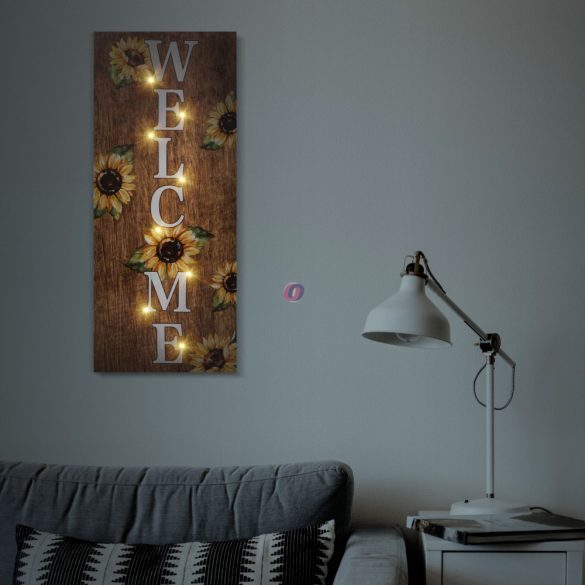 XL LED-es welcome dekoráció akasztóval, 2 x AA, 30 x 70 cm