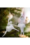2db-os Prémium fehér balerina karácsonyfadísz szett akril 14 cm