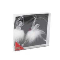   2db-os Prémium fehér balerina karácsonyfadísz szett akril 14 cm