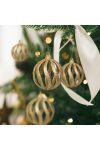 6 db-os Karácsonyfadísz szett glitteres arany gömbdísz - 7 cm