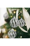 6 db-os Karácsonyfadísz szett glitteres ezüst gömbdísz - 7 cm