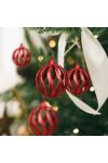 6 db-os Karácsonyfadísz szett glitteres piros gömbdísz - 7 cm