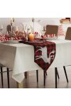 Luxury Karácsonyi asztalterítő futó szarvas mintás, kockás 175 x 35 cm
