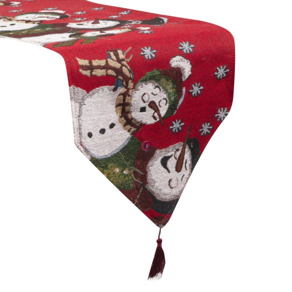 Luxury Karácsonyi asztalterítő futó hóember mintás 175 x 35 cm