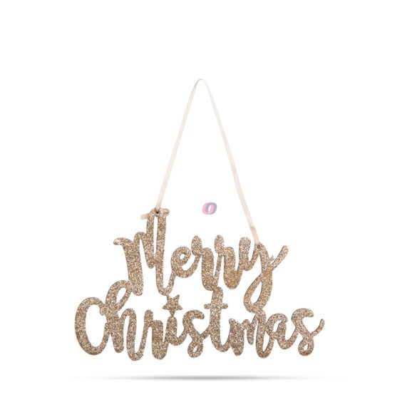 Karácsonyi Merry christmas felirat - ajtódísz - arany 12 cm