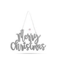   Karácsonyi Merry christmas felirat - ajtódísz - ezüst 12 cm