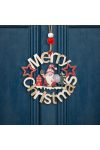 Karácsonyi Ajtódísz Manós Merry christmas felirattal 11 cm, fa