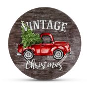 Vintage Karácsonyi tálca autós, fém 33 cm