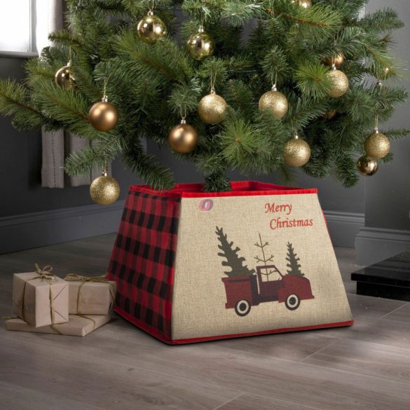 Prémium Karácsonyfa talp takaró vintage autós- 55 x 26 cm