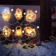   Karácsonyi világító ablakdísz fényfüzér, gél ablakmatrica "A" 6 LED - 2 x AA