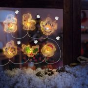   Karácsonyi világító ablakdísz fényfüzér, gél ablakmatrica Fagyönggyel "B"6 LED - 2 x AA
